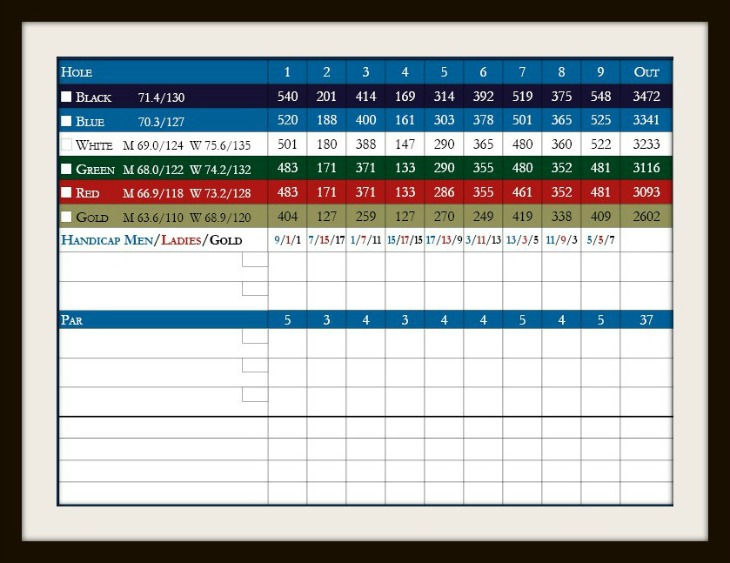 golf score card